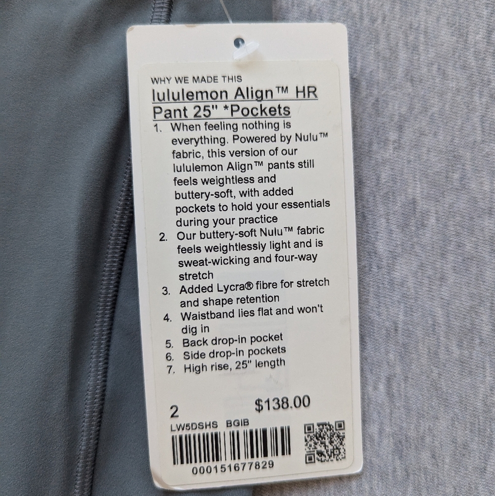 NWT Lululemon Align High-Rise Pant with Pockets 25" in Belgian Blue - Picture 8 of 9